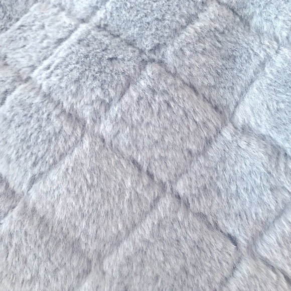 Beautiful bright sky color embroidered faux fur top- So warm but not too bulky. - Picture 4 of 5